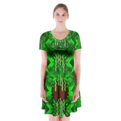 Forest Of Colors And Calm Flowers On Vines Short Sleeve V-neck Flare Dress by pepitasart