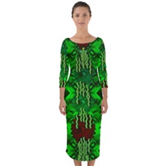 Forest Of Colors And Calm Flowers On Vines Quarter Sleeve Midi Bodycon Dress by pepitasart