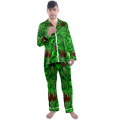 Forest Of Colors And Calm Flowers On Vines Men s Long Sleeve Satin Pajamas Set by pepitasart