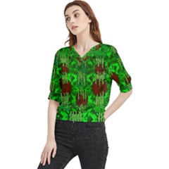 Forest Of Colors And Calm Flowers On Vines Quarter Sleeve Blouse