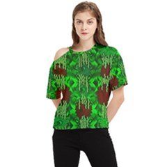 Forest Of Colors And Calm Flowers On Vines One Shoulder Cut Out Tee