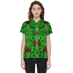 Forest Of Colors And Calm Flowers On Vines Short Sleeve Pocket Shirt by pepitasart