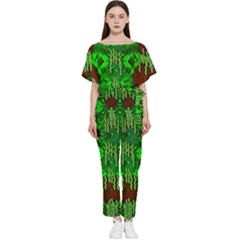 Forest Of Colors And Calm Flowers On Vines Batwing Lightweight Jumpsuit