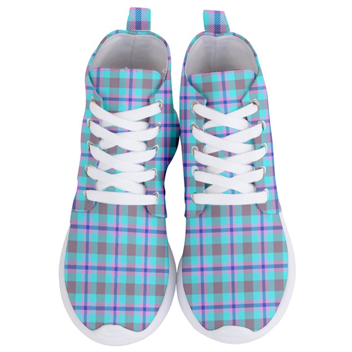 Tartan Mauve Purple Cyan Women s Lightweight High Top Sneakers