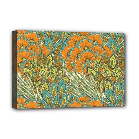 Orange Flowers Deluxe Canvas 18  X 12  (stretched) by goljakoff