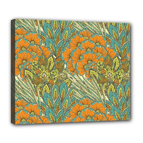 Orange Flowers Deluxe Canvas 24  X 20  (stretched) by goljakoff