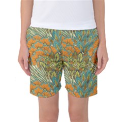 Orange Flowers Women s Basketball Shorts by goljakoff