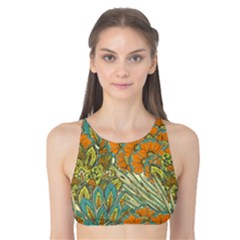 Orange Flowers Tank Bikini Top by goljakoff