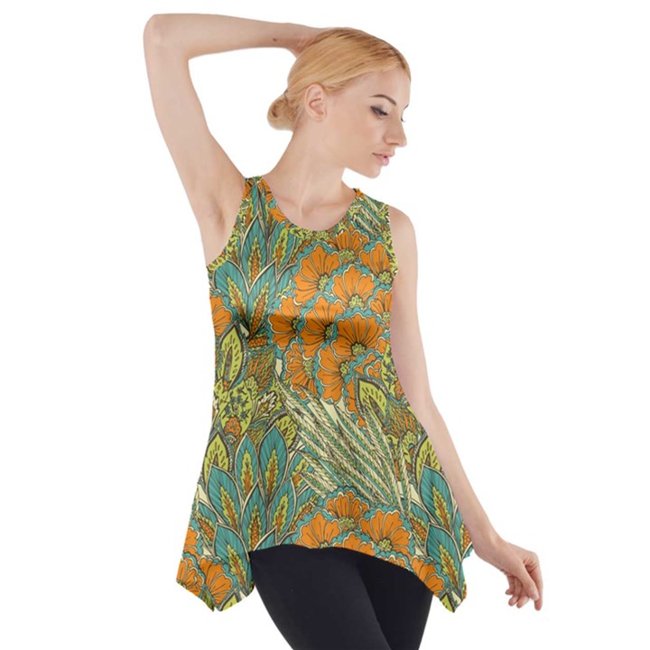 Orange flowers Side Drop Tank Tunic