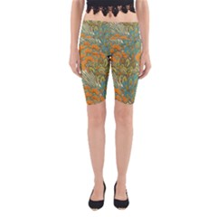 Orange Flowers Yoga Cropped Leggings by goljakoff