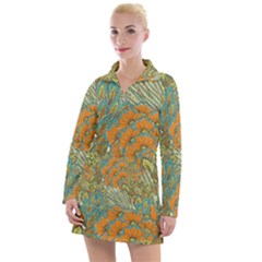 Orange Flowers Women s Long Sleeve Casual Dress by goljakoff