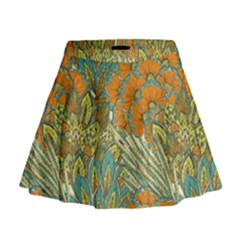 Orange Flowers Mini Flare Skirt by goljakoff