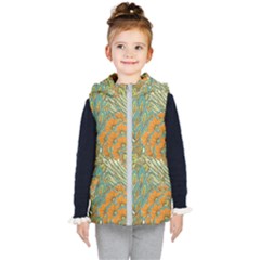 Orange Flowers Kids  Hooded Puffer Vest by goljakoff