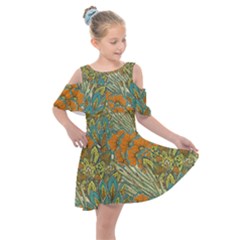 Orange Flowers Kids  Shoulder Cutout Chiffon Dress by goljakoff