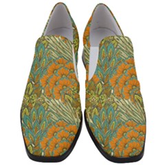 Orange Flowers Women Slip On Heel Loafers by goljakoff