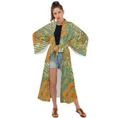 Orange Flowers Maxi Kimono by goljakoff