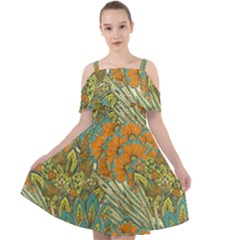 Orange Flowers Cut Out Shoulders Chiffon Dress by goljakoff