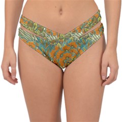 Orange Flowers Double Strap Halter Bikini Bottom by goljakoff