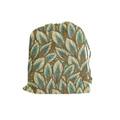 Green Leaves Drawstring Pouch (large) by goljakoff