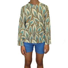 Green Leaves Kids  Long Sleeve Swimwear by goljakoff