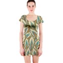 Green leaves Short Sleeve Bodycon Dress View1