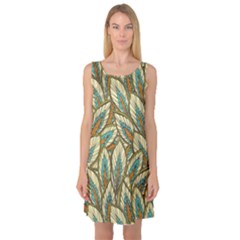 Green Leaves Sleeveless Satin Nightdress by goljakoff