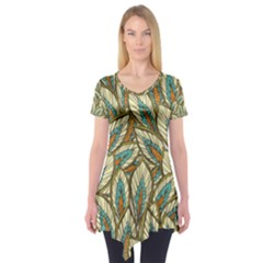 Green Leaves Short Sleeve Tunic  by goljakoff