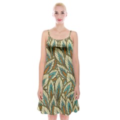 Green Leaves Spaghetti Strap Velvet Dress by goljakoff