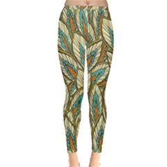 Green Leaves Inside Out Leggings by goljakoff