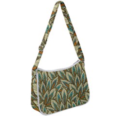 Green Leaves Zip Up Shoulder Bag by goljakoff