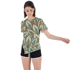 Green Leaves Asymmetrical Short Sleeve Sports Tee by goljakoff