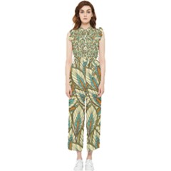 Green Leaves Women s Frill Top Jumpsuit