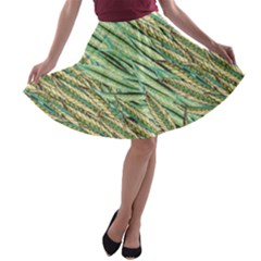 Green Leaves A-line Skater Skirt by goljakoff