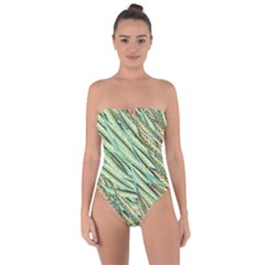 Green Leaves Tie Back One Piece Swimsuit by goljakoff