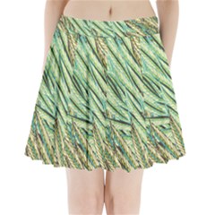 Green Leaves Pleated Mini Skirt by goljakoff