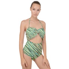 Green Leaves Scallop Top Cut Out Swimsuit by goljakoff