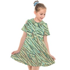 Green Leaves Kids  Short Sleeve Shirt Dress by goljakoff