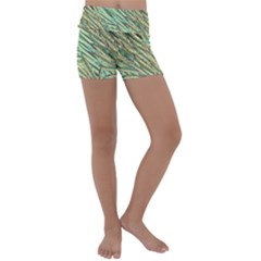 Green Leaves Kids  Lightweight Velour Yoga Shorts by goljakoff