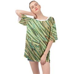 Green Leaves Oversized Chiffon Top by goljakoff