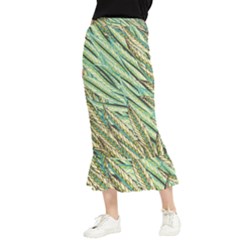 Green Leaves Maxi Fishtail Chiffon Skirt by goljakoff