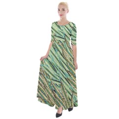 Green Leaves Half Sleeves Maxi Dress by goljakoff