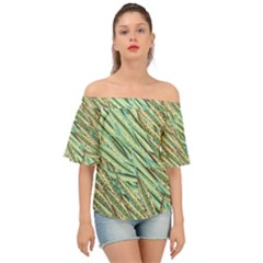 Green Leaves Off Shoulder Short Sleeve Top by goljakoff