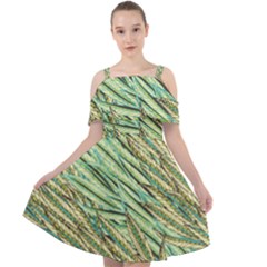 Green Leaves Cut Out Shoulders Chiffon Dress by goljakoff