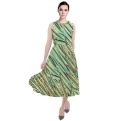 Green Leaves Round Neck Boho Dress by goljakoff