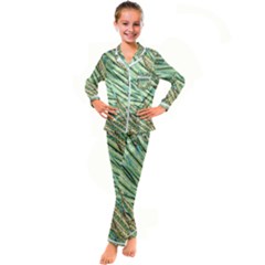 Green Leaves Kid s Satin Long Sleeve Pajamas Set