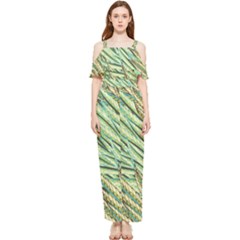 Green Leaves Draped Sleeveless Chiffon Jumpsuit