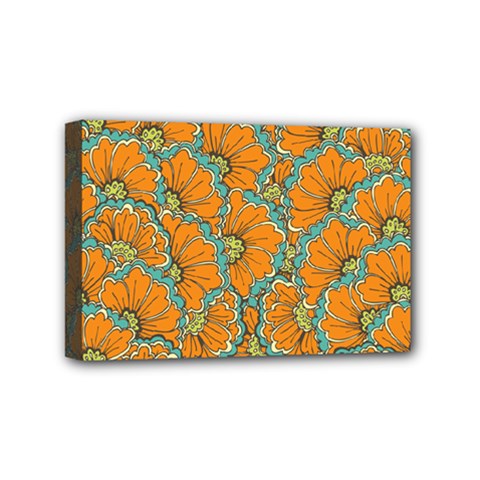 Orange Flowers Mini Canvas 6  X 4  (stretched) by goljakoff