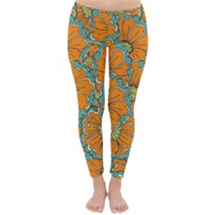 Orange Flowers Classic Winter Leggings by goljakoff