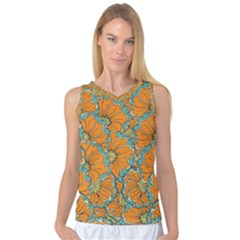 Orange Flowers Women s Basketball Tank Top by goljakoff