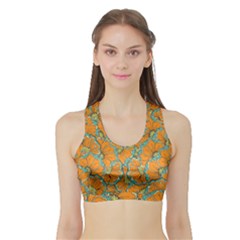 Orange Flowers Sports Bra With Border by goljakoff